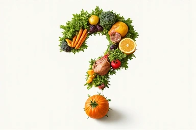 Znak zapytania z jedzeniem